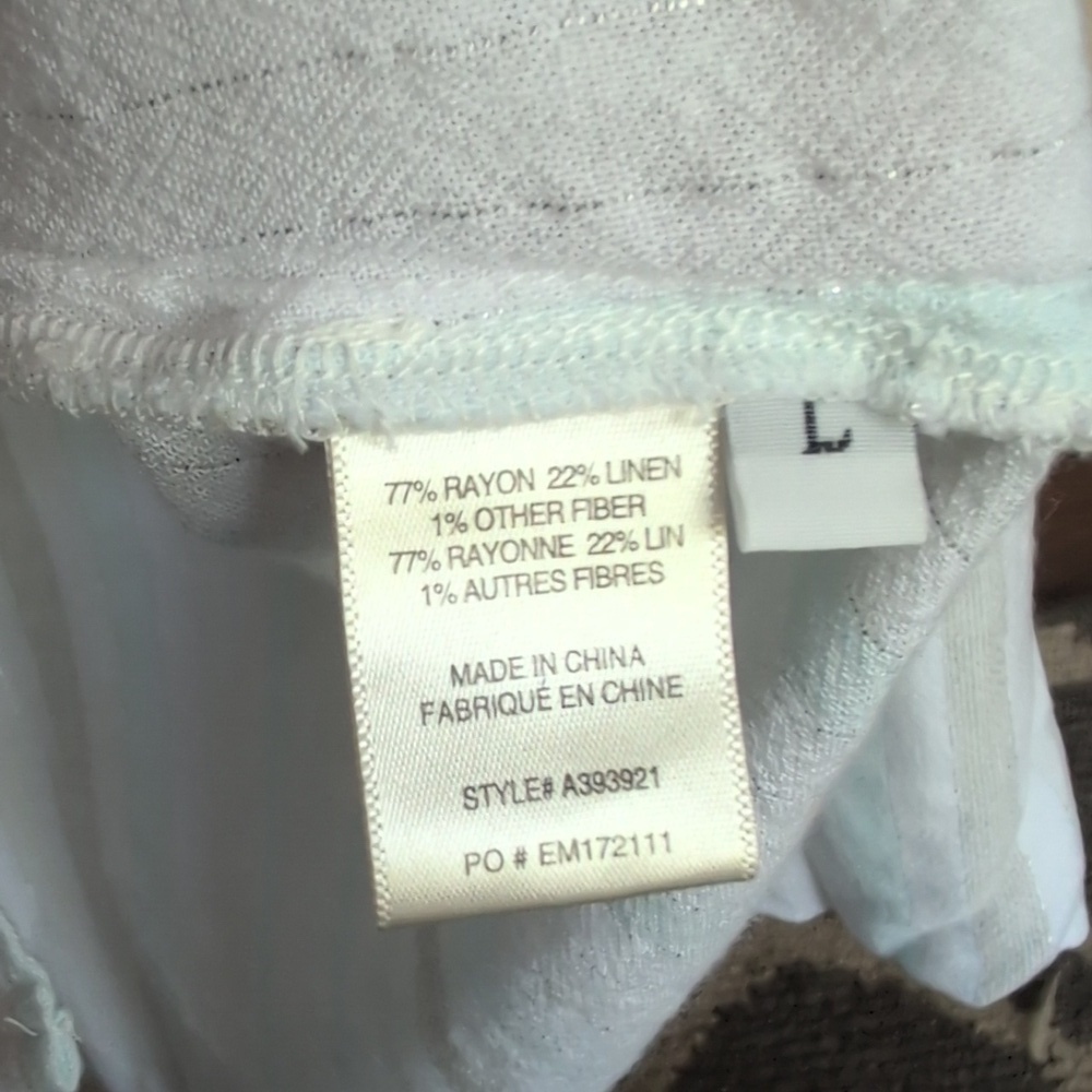 Side Stitch Coastal Linen Striped Button Down - Women's Large - Picture 4 of 7